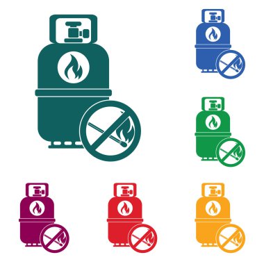 Kamp gaz şişesi simgesi. Düz simgesi izole. Vektör illustratio