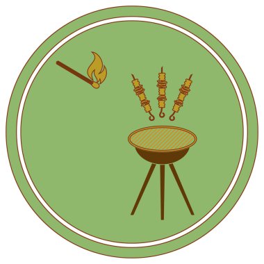 Izgara Kebap simgesi. Vektör illustratio