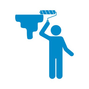 Boya silindiri simgesi olan ressam. Vektör çizim