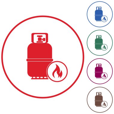 Kamp gaz şişesi simgesi. Düz simgesi izole. Vektör illustratio