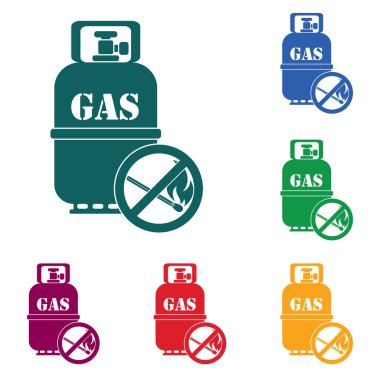 Kamp gaz şişesi simgesi. Düz simgesi izole. Vektör illustratio
