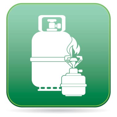 Kamp ocağı gaz şişesi simge vektör ile. Vektör çizim