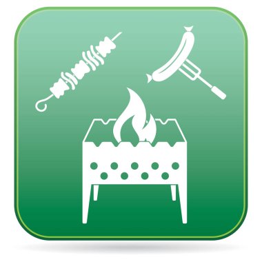 Mangal, kebap ve sosis simgesi. Vektör illustratio