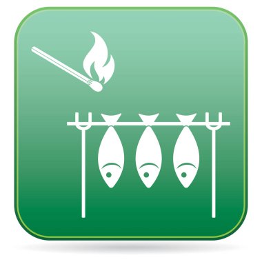 Izgara balık simgesi. Vektör illustratio