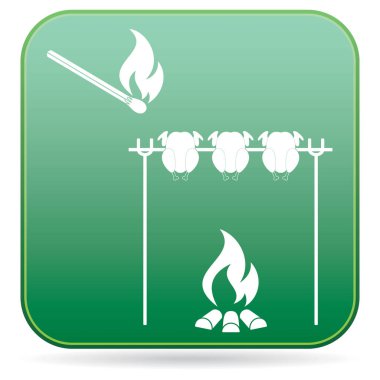 Izgara tavuk simgesi. Vektör illustratio