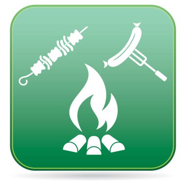 Izgara Kebap ve sosis simgesi. Vektör illustratio