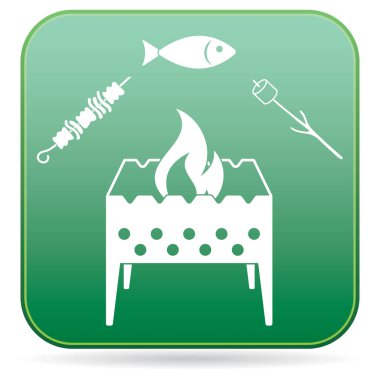 Izgara balık, Zephyr'i ve Kebap simgesi. Vektör illustratio