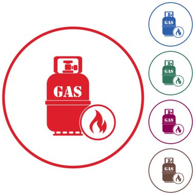 Kamp ocağı gaz şişesi simge vektör ile. Vektör çizim