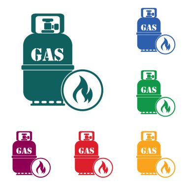 Kamp ocağı gaz şişesi simge vektör ile. Vektör çizim