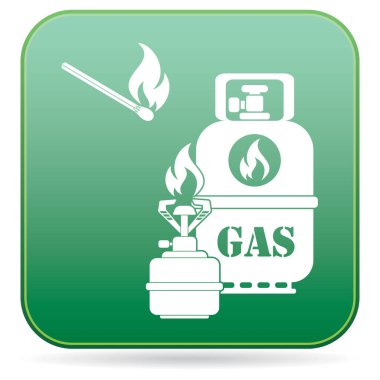 Kamp ocağı gaz şişesi simge vektör ile. Vektör çizim