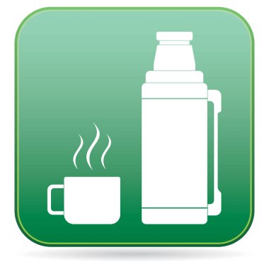 Kamp ve ekipman hiking, termos konteyner simgesi. Vektör illustratio