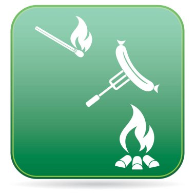 Izgara sosis simgesi. Vektör illustratio