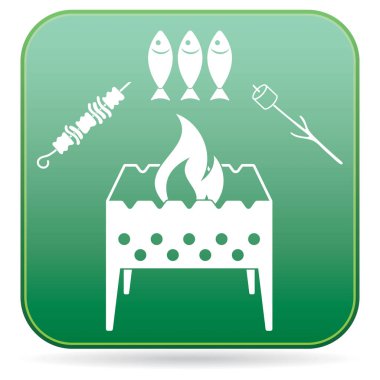 Mangal zephyr, kebap ve balık simgesi. Vektör illustratio