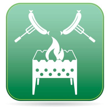 Mangal ve sosis simgesi. Vektör illustratio