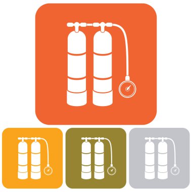 Tüplü vektör çizim. Dalış ekipman vektör işareti. Aqualung yüzme için
