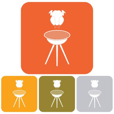 Izgara tavuk simgesi. Vektör illustratio