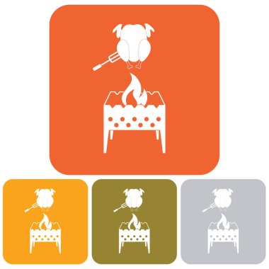 Mangal şiş ve tavuk simgesi. Vektör illustratio