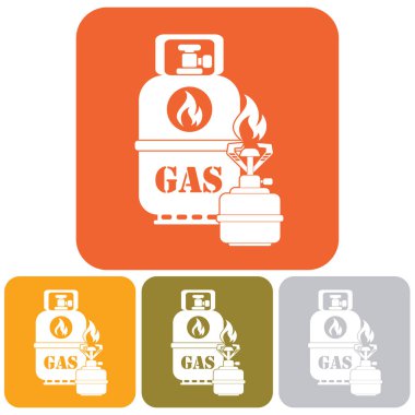 Kamp ocağı gaz şişesi simge vektör ile. Vektör çizim