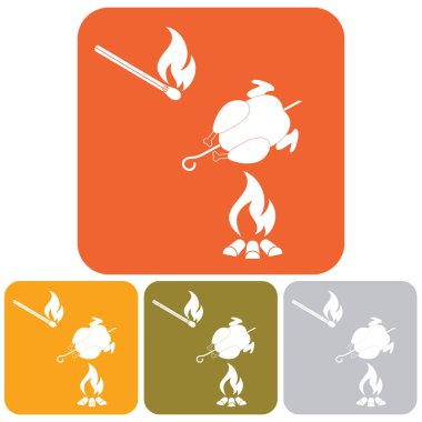 Izgara tavuk simgesi. Vektör illustratio