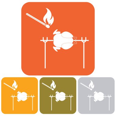 Izgara tavuk simgesi. Vektör illustratio