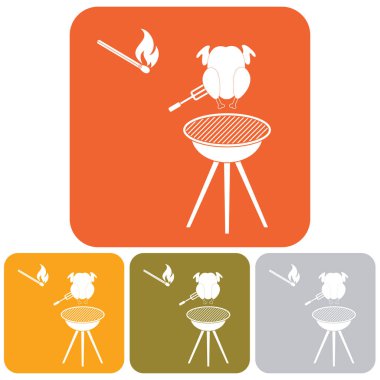 Izgara tavuk simgesi. Vektör illustratio