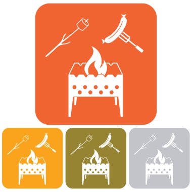 Mangal, Zephyr'i ve sosis simgesi. Vektör illustratio