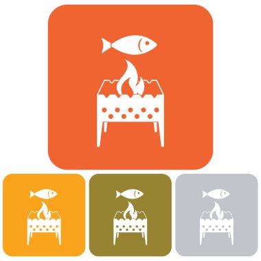 Izgara balık simgesi. Vektör illustratio