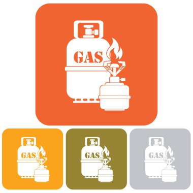 Kamp ocağı gaz şişesi simge vektör ile. Vektör çizim