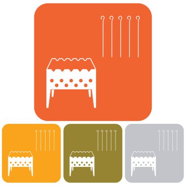 Mangal ızgarası ile şiş simgesini. Vektör illustratio