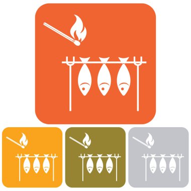 Izgara balık simgesi. Vektör illustratio