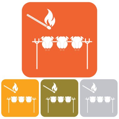 Izgara tavuk simgesi. Vektör illustratio