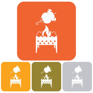 Mangal şiş ve tavuk simgesi. Vektör illustratio