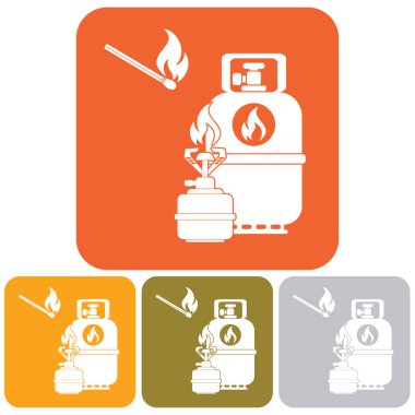 Kamp ocağı gaz şişesi simge vektör ile. Vektör çizim