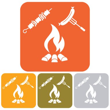 Izgara Kebap ve sosis simgesi. Vektör illustratio