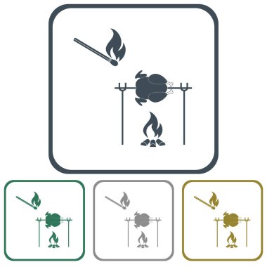 Izgara tavuk simgesi. Vektör illustratio