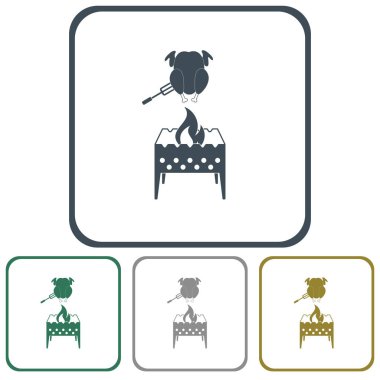 Mangal şiş ve tavuk simgesi. Vektör illustratio