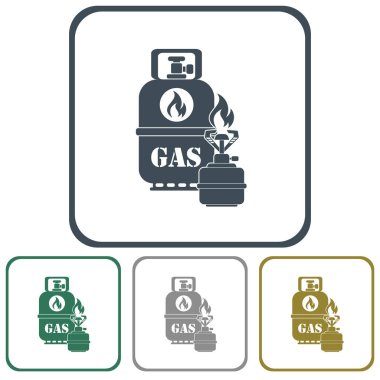 Kamp ocağı gaz şişesi simge vektör ile. Vektör çizim