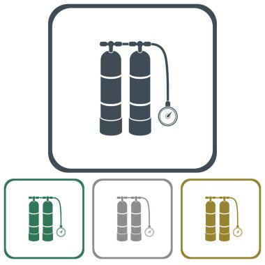 Tüplü vektör çizim. Dalış ekipman vektör işareti. Aqualung yüzme için
