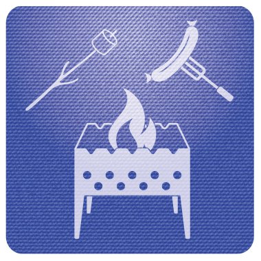 Mangal, Zephyr'i ve sosis simgesi. Vektör illustratio