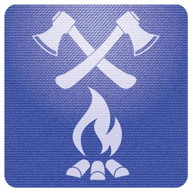 Balta ve kamp ateşi simgesi. Düz vektör illustratio