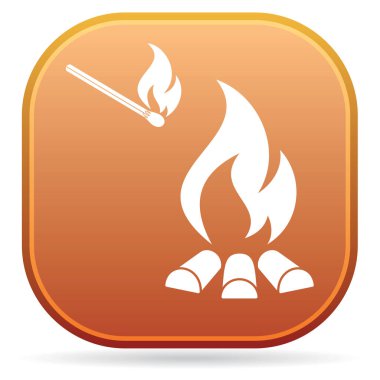 Kamp ateşi siluet simge. Vektör illustratio