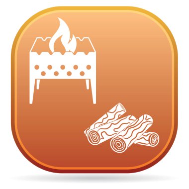 Mangal ve yakacak odun simgesi. Vektör illustratio