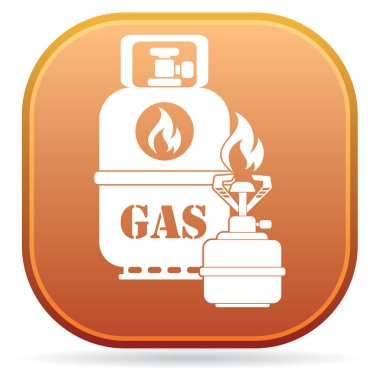 Kamp ocağı gaz şişesi simgesi olan. Vektör çizim