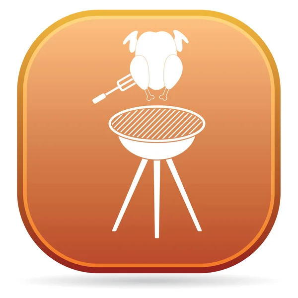 Parrilla Barbacoa Con Icono Pollo Ilustración Del Vector — Vector de stock