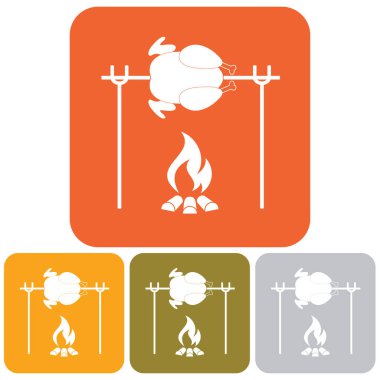 Izgara tavuk simgesi. Vektör illustratio