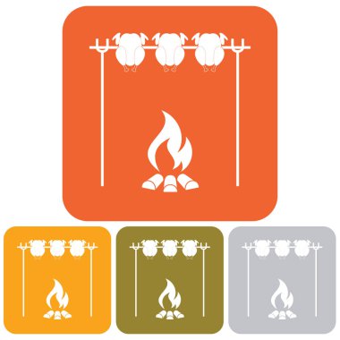 Izgara tavuk simgesi. Vektör illustratio