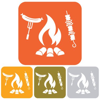 Izgara Kebap ve sosis simgesi. Vektör illustratio