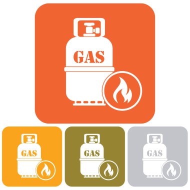 Kamp ocağı gaz şişesi simge vektör ile. Vektör çizim