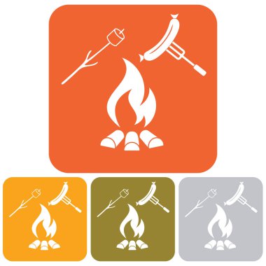 Izgara sosis ve zephyr simgesi. Vektör illustratio