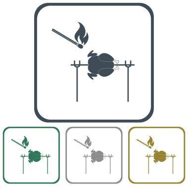Izgara tavuk simgesi. Vektör illustratio